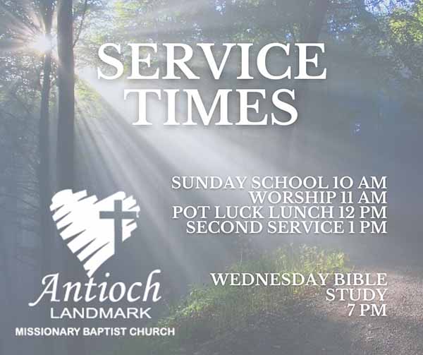 Antioch Missionary Baptist Church Perryville Arkansas Service Times light in forest