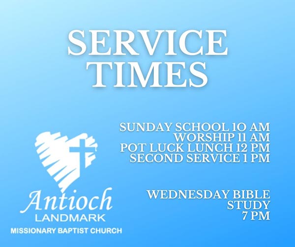Antioch Missionary Baptist Church Service Times light blue